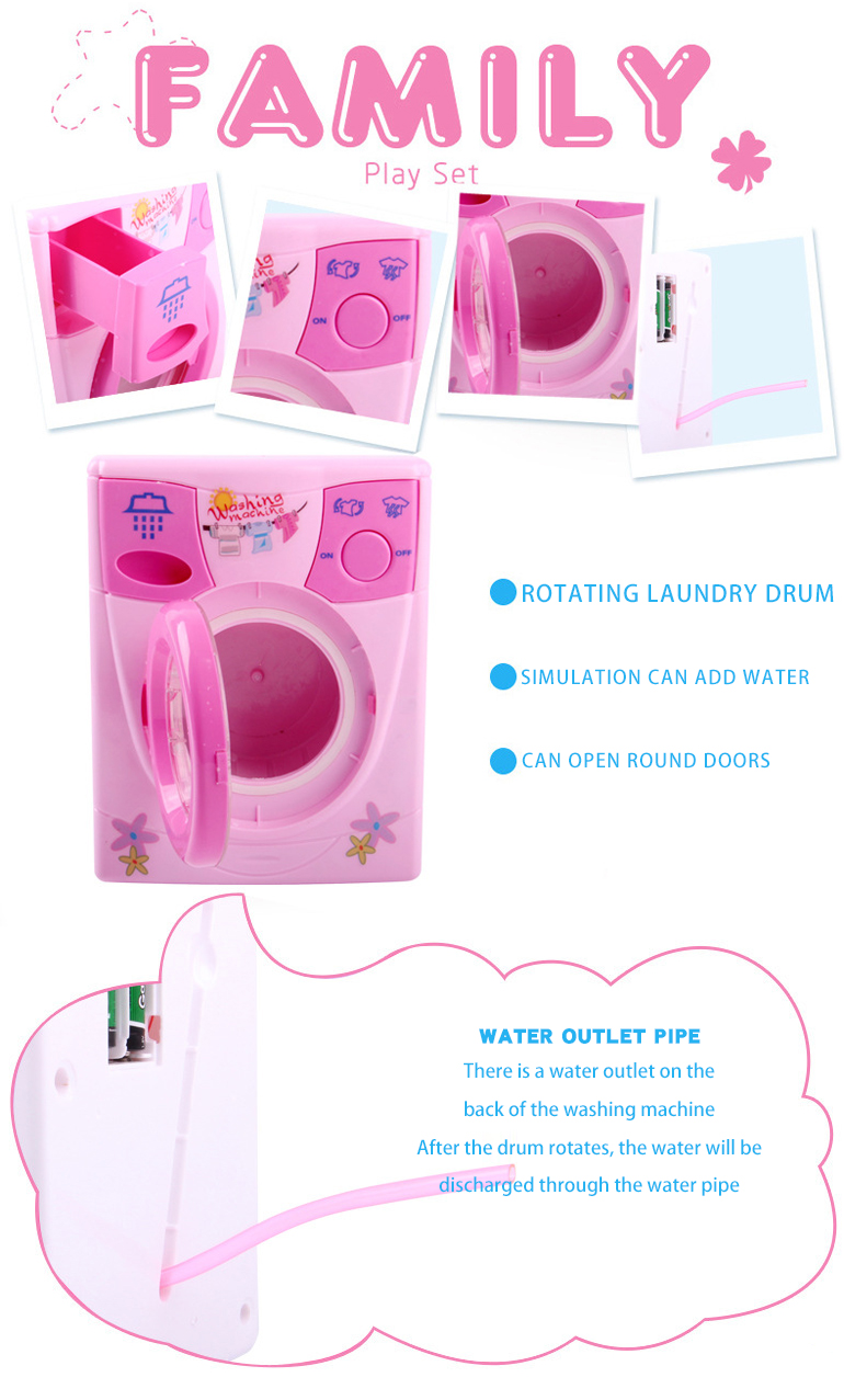 Education Toys Mini Combination Home Appliances Can Wash Clothes BO Pretend Play Girls Mini Washing Machine Toy For Kids