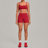 Ensemble de vêtements de sport sans couture pour femmes, couleur lavande, soutien-gorge de sport à col rond et short de cycliste taille haute, vêtements de sport pour femmes