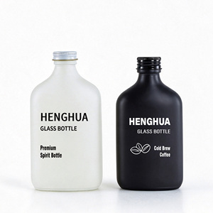 Bottiglie in Vetro <span class=keywords><strong>Bianco</strong></span> di Alta Qualità da 50ml, 100ml, 200ml, 250ml, 350ml, 500ml per Liquori, Caffè Freddo, Whisky, Vodka con Coperchio - Product Image 1