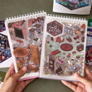Libro de Pegatinas de Escenas de Terror en Miniatura, Sunshine Town, Colección de Dibujos Animados en 3D, Manualidades Educativas para Niñas, Pegatinas Decorativas, Bloc de Notas - Product Image 2
