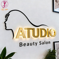 Enseigne de salon de coiffure rétroéclairée par LED, lettres 3D en acrylique, logo personnalisé, signalétique métallique, panneau lumineux pour les salons de beauté