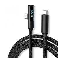 Kabel Pengisian Cepat 100W USB C ke USB C Kabel Ponsel Kabel Datar Berbentuk Siku 90 Derajat Kabel Data untuk Ponsel/Laptop