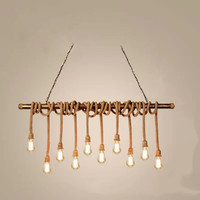 Suspension industrielle rustique en corde de chanvre et bambou, design moderne, blanc chaud, pour café, restaurant et salle à manger, marque Unitary