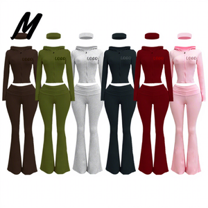 Completo <span class=keywords><strong>Donna</strong></span> Autunno 2026: Giacca Casual con Zip e Top, Pantaloni Skinny a Zampa, <span class=keywords><strong>Outfit</strong></span> Sportivo Invernale, Set 2 Pezzi - Product Image 1