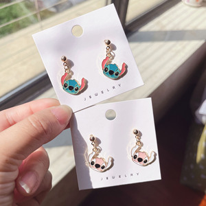 Cute Cartoon Character <b>Stud</b> <b>Earrings</b> Gold Plated Alloy Women's Jewelry Gift Set with <b>Crystal</b> Rhinestone Details - Product Image 6