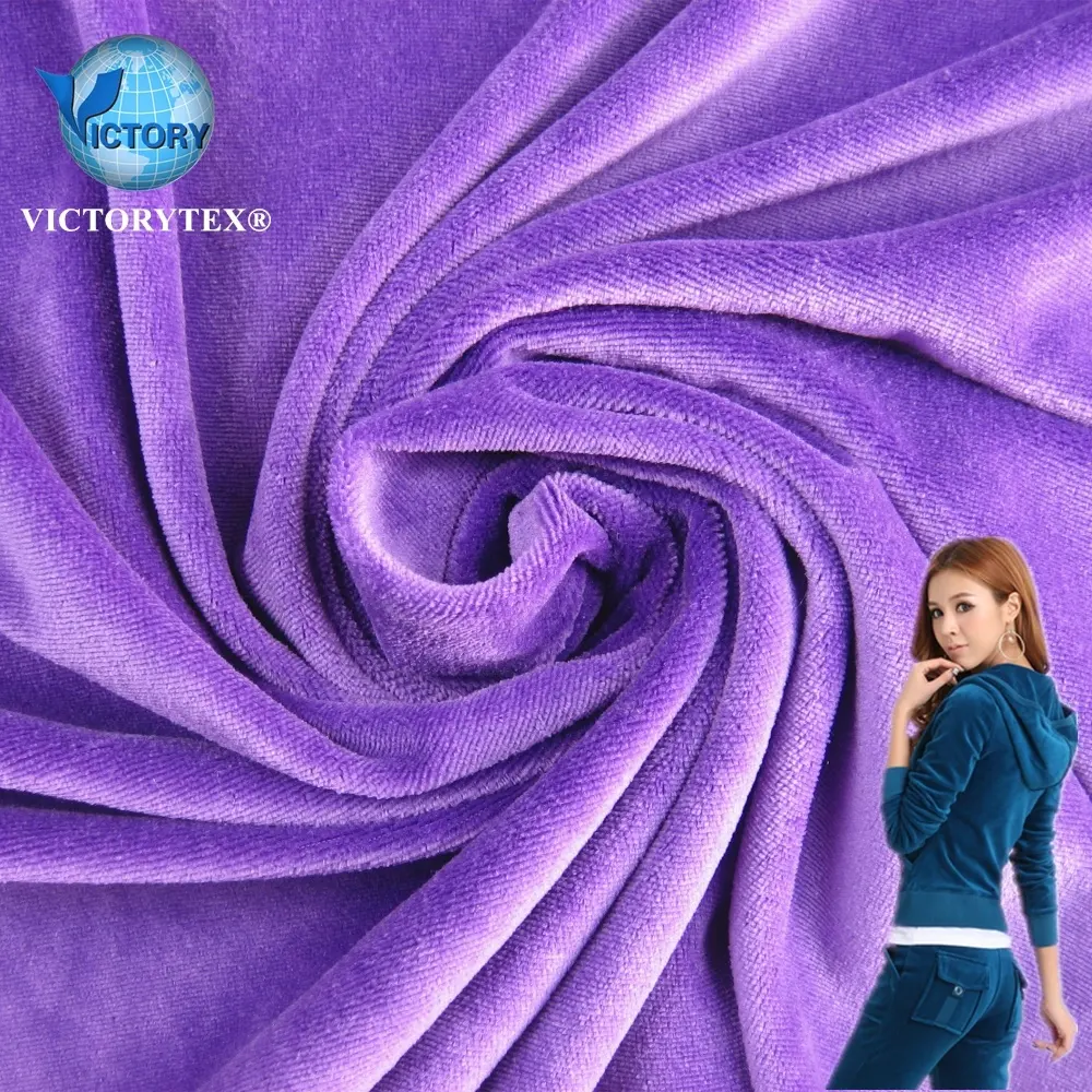 Higher Quality China Manufacturer 100 Polyester Steam Knitted Mirco Spun Imitation Cotton Velour Velvet Fabric Sports Clothes