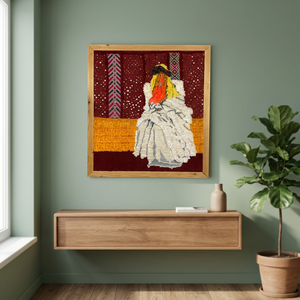 Tapiz de Lana Ligero Hecho a Mano, Forma Rectangular, Tema de Amor, Retrato de Mujer Bereber, Arte Decorativo para el Hogar, Regreso a Clases - Product Image 2