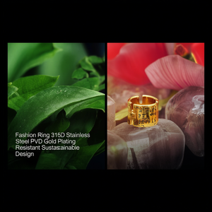 Fashion <b>Ring</b> 316L Stainless Steel PVD Gold Plating Resistant Sustainable Design - Product Image 3