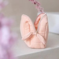 Besticktes Logo Multifunktionale Umweltfreundliche Reise-Streifen-Quilt-Kosmetiktasche Damen-Gaze-Make-up-Beutel