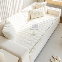 Housse de canapé en velours côtelé pour l'automne et l'hiver, 100% polyester, motif uni, antidérapante, pour canapé sectionnel 3 places, taille personnalisée
