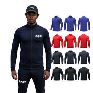 À manches longues hommes formation survêtement veste costume Logo personnalisé respirant survêtement sport survêtement Gym Fitness ensembles - Product Image 5
