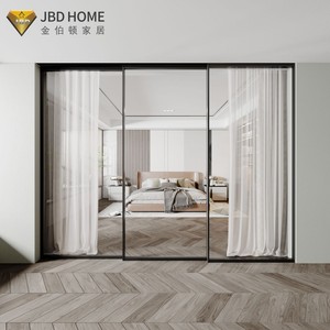 <span class=keywords><strong>Porte</strong></span> coulissante en verre trempé noir en aluminium pour patio, étanche, hermétique au gaz, isolation thermique, très vendue - Product Image 1