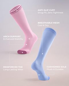 Chaussettes de compression à marque privée, haute qualité, anti-ampoules, extensibles, pour la course, le voyage, la gym, hauteur genou - Product Image 3