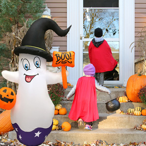 Inflatable Halloween Ghost With Witch Hat Outdoor Yard Decoration PVC Inflatable Party Prop For Garden Patio Halloween Decor - Product Image 3