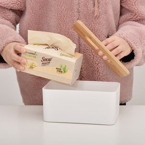 Boîte à mouchoirs créative pour bureau avec couvercle en bambou, pour la maison, la voiture, la salle de bain, en matériau PP - Product Image 1