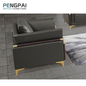 Ensemble de canapés de bureau en cuir de luxe décontracté européen PENGPAI, meubles de bureau rembourrés - Product Image 5