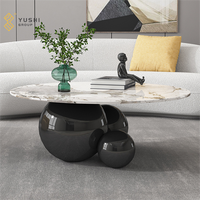YUSHI Style italien lumière luxe salon Table basse moderne Simple pierre frittée Table à thé pour la maison salon meubles