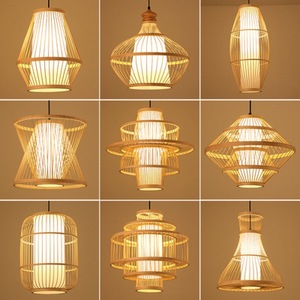Chinese Style Bamboo Woven Pendant <b>Lamp</b> Round E27 LED Single Head Chandelier For Living Room Bedroom Dining Room - Product Image 4
