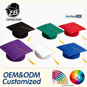 Chapeaux de graduation en feutre avec pompon, chapeau de diplômé en feutre multicolore, accessoire de costume pour hommes et femmes - Product Image 1
