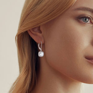 Pendientes de Halo chapados en rodio de lujo de alta calidad, pendientes de aro de flores, pendientes de mujer plateados 925, venta al por mayor <span class=keywords><strong>2023</strong></span> - Product Image 6