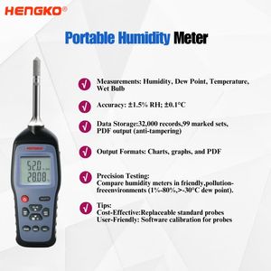 HG970 kalibrator kelembaban suhu Genggam kualitas tinggi pengukur suhu presisi tinggi dan kelembaban relatif - Product Image 3