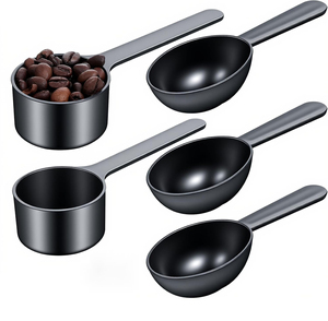 Cuchara Medidora de Acero Inoxidable con Logotipo Personalizado, Mango Largo, Color Negro, 60 ml, para Café - Product Image 1