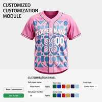 Maillots de baseball personnalisés de haute qualité, respirants, à séchage rapide, 100% polyester, unisexes, imprimés de motifs floraux, nom et numéro personnalisés, cousus sur mesure
