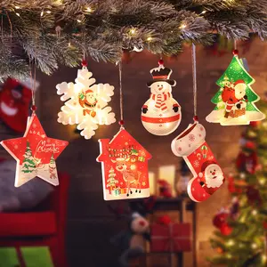 Nieuwe Jaar 2023 Thuis Party Decor Kerstboom Sneeuwpop Ster Licht Hanger Navidad Ornamenten Noel Xmas Geschenken Kerstversiering