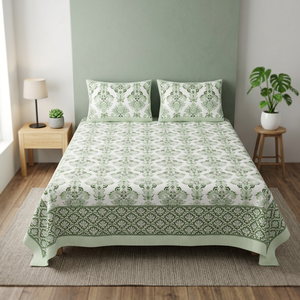 Premium Hand Block <b>Printed</b> Boho Pure Cotton Paisley Motif Blue Bed <b>Sheet</b> Set Bedding Sets Super King Size Soft Linens Bedspread - Product Image 3