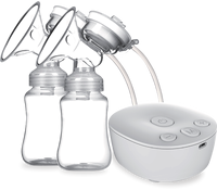 Extractor de Leche Eléctrico Inalámbrico Manos Libres, 9 Niveles de Flujo Ajustable, 2 Siliconas Libres de BPA, Capacidad de 150 ml, Doble, Portátil, USB