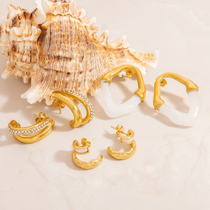 <b>Cuff</b> <b>Earrings</b> Geometric Gold Plated C Shape Women Fashion Jewelry EH11845 - Product Image 1