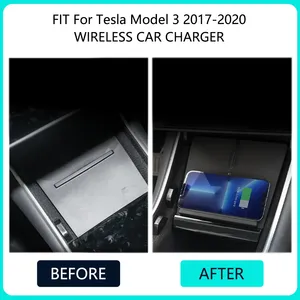 Icreative NOUVEAU Chargeur sans fil Qi 1.2 à charge rapide pour Tesla Model 3, support de tableau de bord, double chargeur 10W pour 4 smartphones - Product Image 5