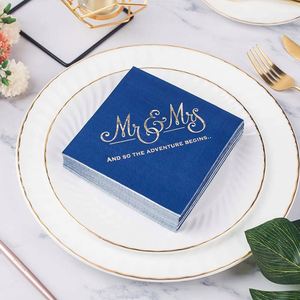 Serviettes de cocktail jetables modernes bleu marine pour mariage, OEM/ODM, vente directe usine, lot de 50, en vrac, 3 plis, en pâte de bois vierge imprimée, 5x5 pouces - Product Image 3