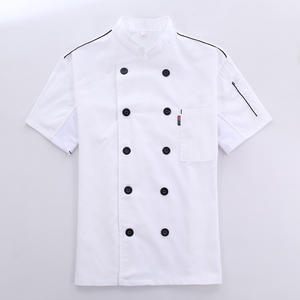 2024 manga corta moda Chef uniforme elástico algodón negro Chef chaqueta logo personalizar Chef ropa - Product Image 3