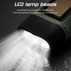 ไฟฉายขายส่งแบบชาร์จไฟได้ 3 ชิ้น ไฟฉาย LED พลังงานแสงอาทิตย์ ชาร์จไฟด้วยมือหมุน สำหรับตั้งแคมป์ - Product Image 3