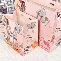 Bolsas de Regalo de Papel con Dibujos Animados Rosas Ecológicas, Reutilizables y Reciclables, Lindas Bolsas de Koala, Panda y Conejo para Cumpleaños y Festividades