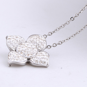 Collier en acier inoxydable floral avec diamant, 30 mm, taille brillant ronde, pour usage quotidien, bijoux pour femmes - Product Image 3