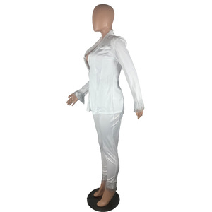 Otoño último estilo brillante borla decoración Deep V Party Outfit 2 <span class=keywords><strong>piezas</strong></span> Set pantalón largo Blazer Suit Set <span class=keywords><strong>para</strong></span> damas - Product Image 5