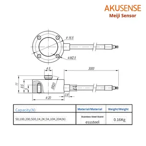 Akusense TF5199-50KG công nghiệp có độ chính xác cao IP66 thép không gỉ tải trọng lượng cảm biến áp suất lực chính xác 0.1% - Product Image 2