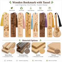 Marque-page en bois personnalisé en gros, gravé au laser, en bois recyclé avec pompon