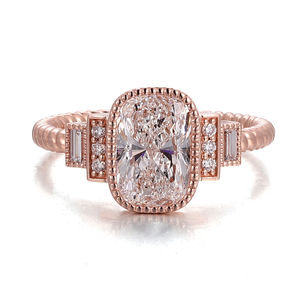 Bagues de créateur en or rose 18K 14K avec diamants de laboratoire DEF VVS, faites à la main, bijoux fins personnalisés, bagues pour femmes, cadeau d'anniversaire - Product Image 2