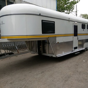 HERUI Factory Customized 3 Horse Float Gooseneck <b>Trailer</b> with Large Bed 4T Payload Double Axle Electric Brakes - Product Image 2
