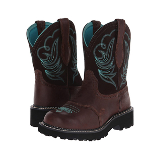 Bottes de cowboy brodées de qualité pour femmes, pour l'automne et l'hiver, en cuir mi-hautes avec doublure en fourrure - Product Image 4