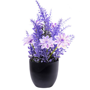 Plante artificielle en pot de lavande 25*9.8*8.3Cm, pot noir, décoration d'intérieur - Product Image 4