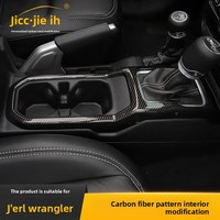 Couverture de levier de vitesse anti-rayures en ABS à motif fibre de carbone, garniture intérieure de console centrale facile à installer pour Jeep Wrangler JL JT 2018-2024