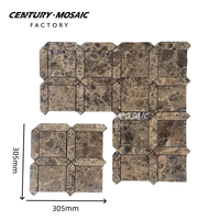 Mosaïque en marbre brun foncé Emperador de Centurymosaic, mosaïque géométrique pour mur et sol, carrelage pour crédence de cuisine, hôtel