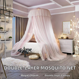 Moustiquaire double couche rose et bleue, rideau <span class=keywords><strong>de</strong></span> lit romantique style princesse royale, pliable, 100% polyester, pour usage domestique - Product Image 6