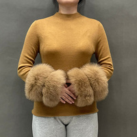 Vente en gros de pull à encolure en O pour femmes pull en tricot à poignets en fourrure de renard jacquard avec logo personnalisé