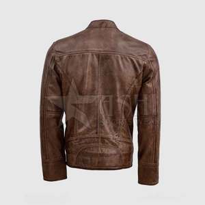 Wholesale High Quality <b>Men's</b> Leather <b>Jacket</b> with Zipper Style <b>Down</b>-<b>Filled</b> for Winter Factory Price Reasonable - Product Image 2