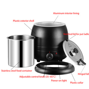 Nồi giữ nóng thức ăn tự chọn thương mại 10L màu đen, chất liệu thép 201-Aluminum, dùng cho khách sạn - Product Image 4